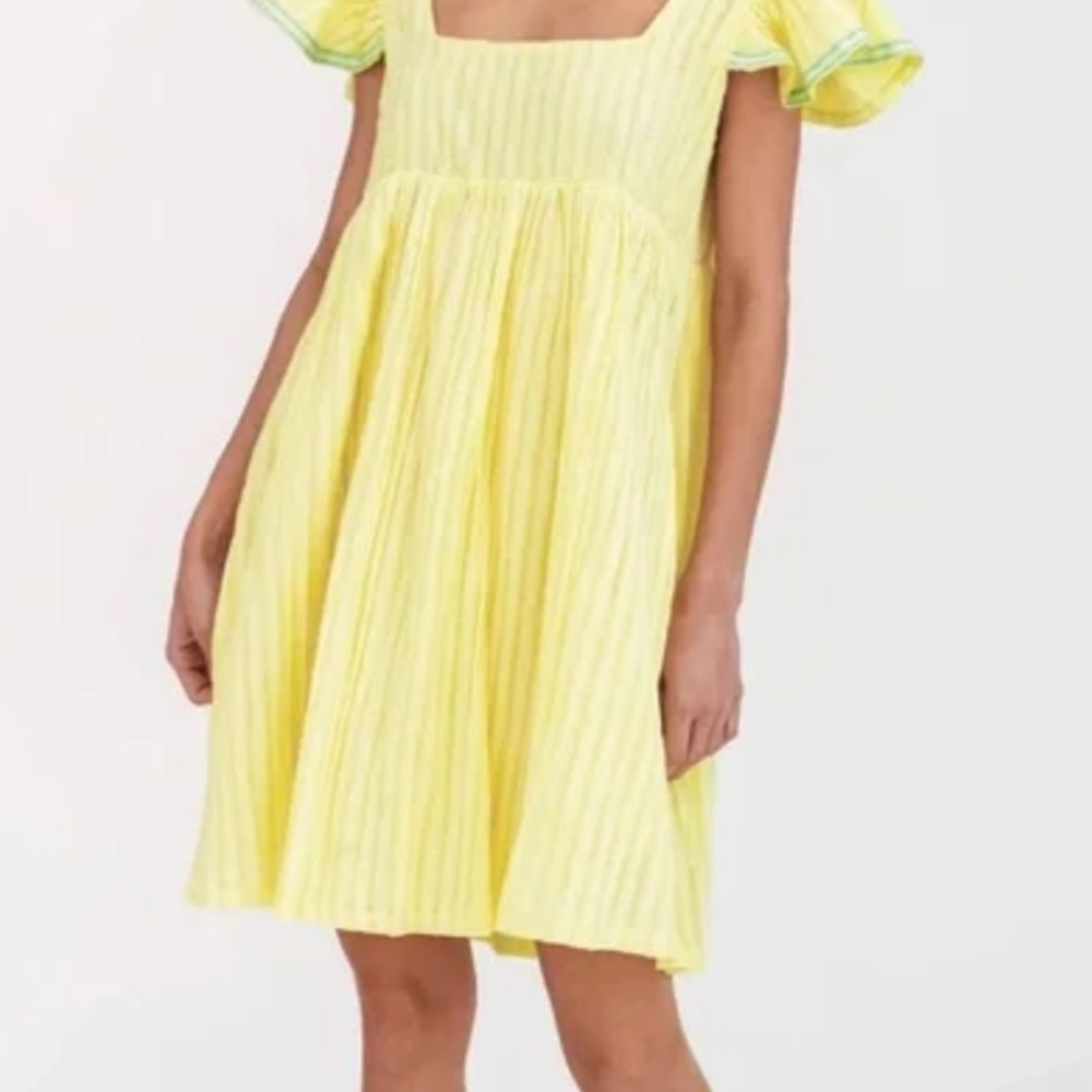 Pitusa Yellow Ruffled Tiered Babydoll Dress